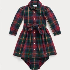 Like - New Ralph Lauren Plaid Cotton Twill Shirtdress & Bloomer Size 12 months!